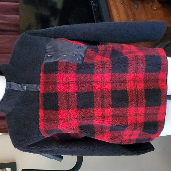 Red and Black Sherpa Pullover - Picture 1 of 9